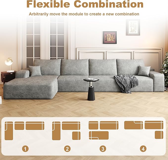 136" Sectional Couches for Living Room Cloud Couch Sofa