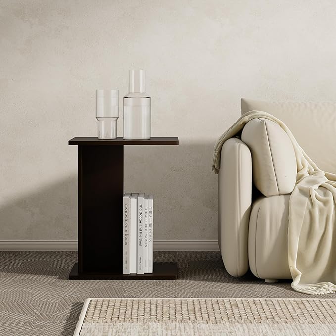 RECCI Solid Bamboo C-Shaped End Table Set of 2