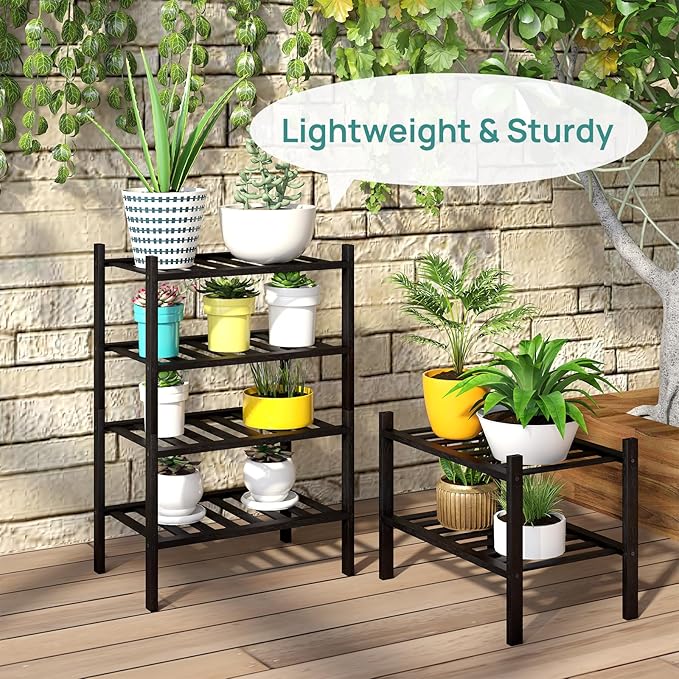 viewcare Black Small Shoe Rack for Entryway, 2-Tier Bamboo Shoe Organizer for
