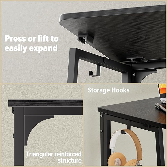 WOHOMO Folding Desk, 39.4" Narrow Writing Foldable Desk, Space-Saving Laptop