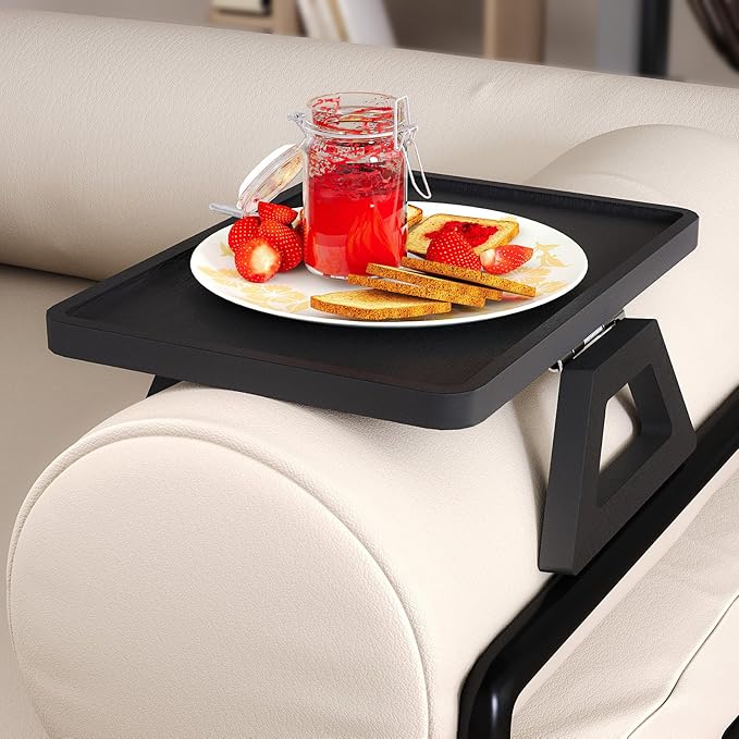 Couch Arm Tray, Bamboo Folding Sofa Tray, Sofa Armrest Trays Clip-On Couch Desk