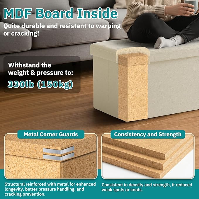 30.5-INCH Storage Ottoman Bench, Footrest