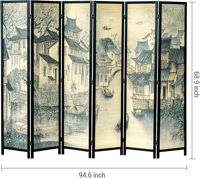 MyGift 6 Panel Room Divider Privacy Partition