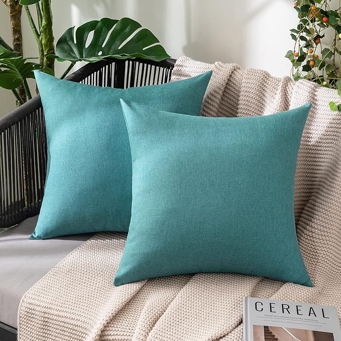 MIULEE Pack of 2 Decorative Outdoor Solid Waterproof Throw Pillow Covers Faux