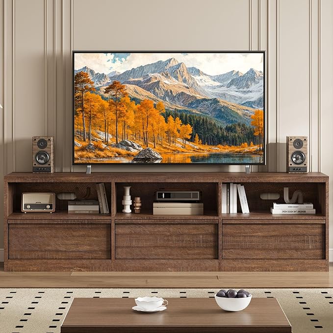 GarveeHome 70 in TV Stand for TVs up to 85 in, Mid Century Modern Entertainment
