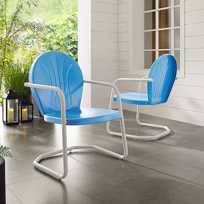 Crosley Furniture Griffith Outdoor Chair, Retro Metal Patio Chairs