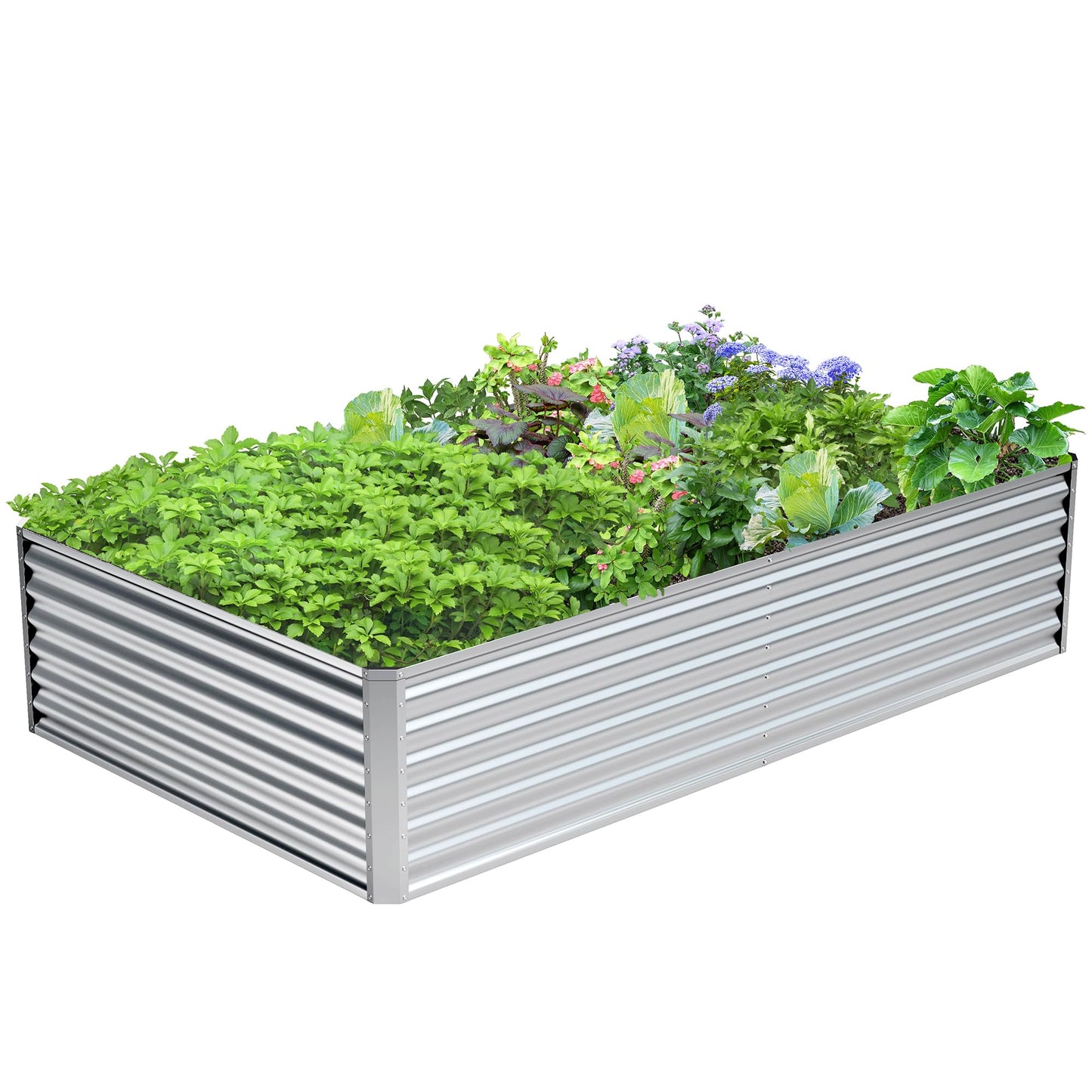 Ayen Guard 8x4x2FT Galvanized Raised Garden Bed,Galvanized Planter Boxes Outdoor, Large Metal Raised Garden Beds for Vegetables-Silver