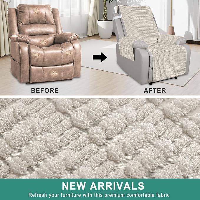 Foxdecor Recliner Chair Covers, Recliner Cover Non-Slip Chair Covers, Washable