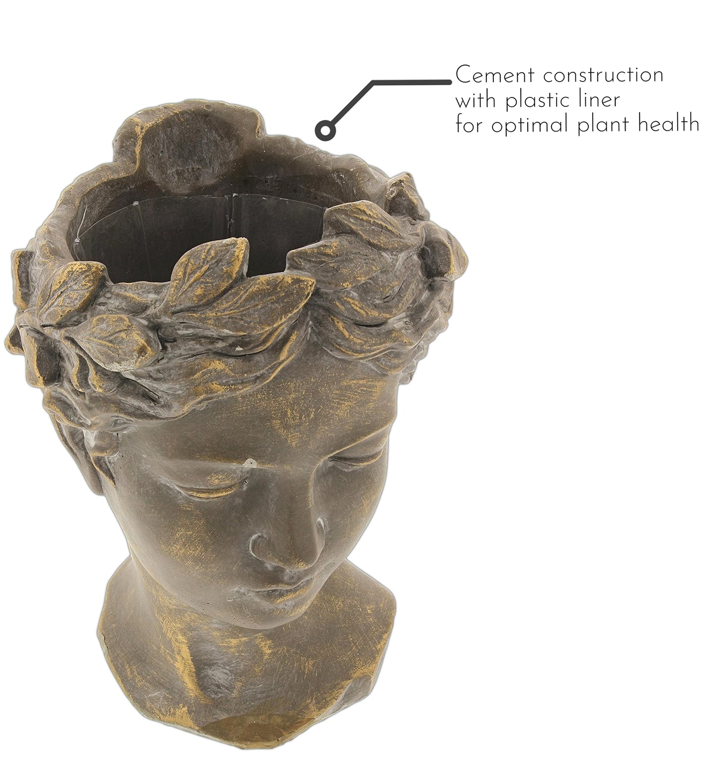 Lucky Winner Greek/Roman Style Female Statue Head Cement Planter - Unique Planter Pot for Indoor Outdoor Home Garden Decor (10.5")