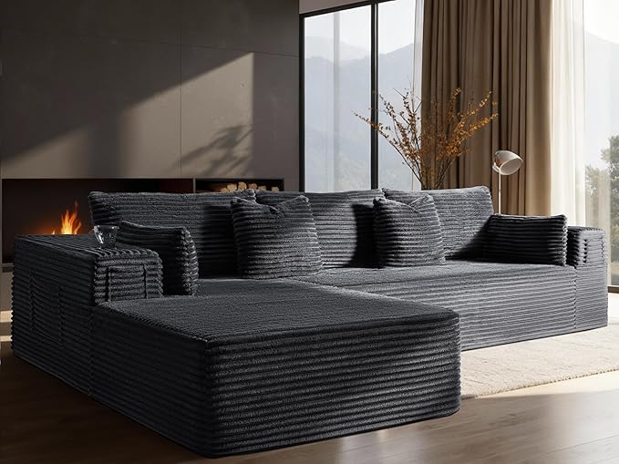 108" Oversized Cloud Sectional Couch, Comfort L Shaped Boneless Couch