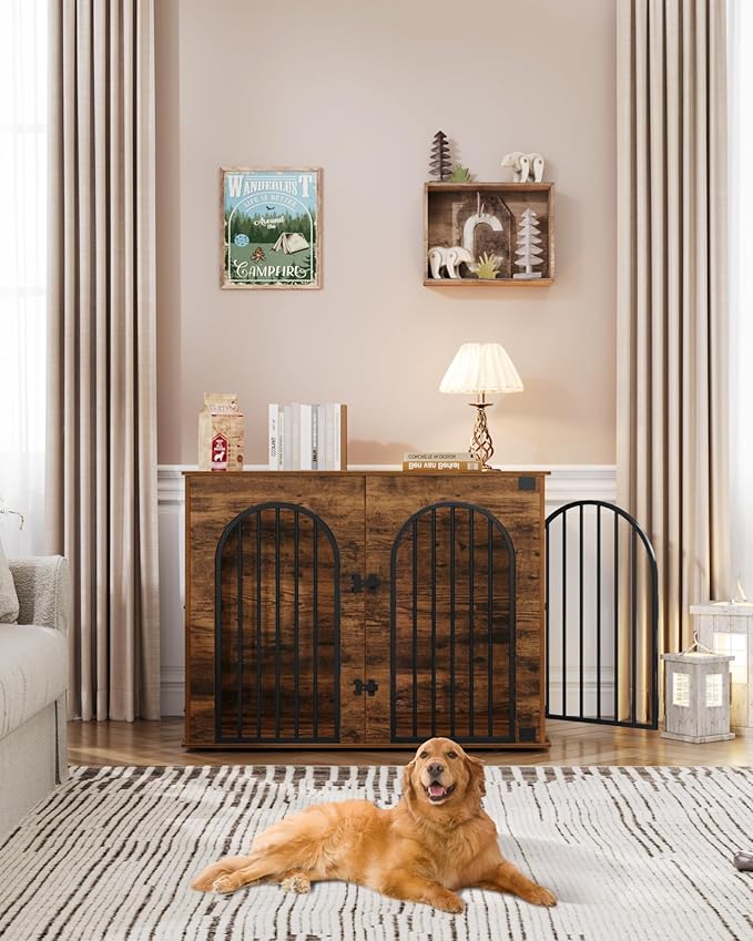 Hzuaneri 44.1" Wooden Dog Crate Furniture, Indoor Dog Kennel Dogs Cage