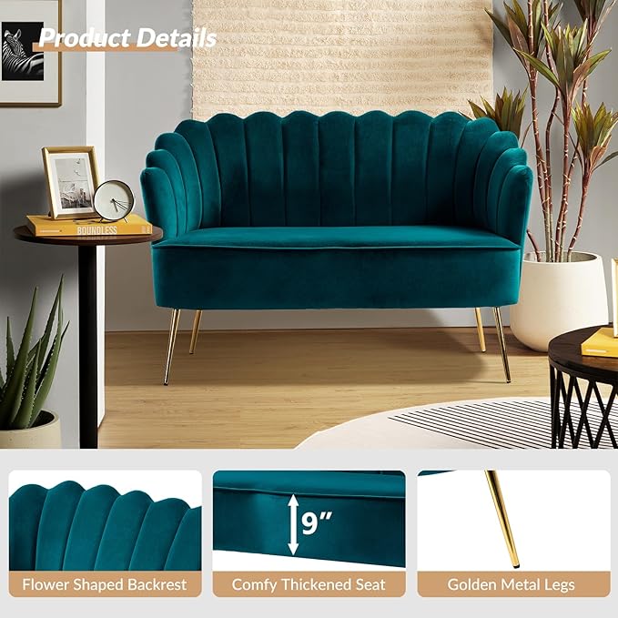HULALA HOME Velvet Loveseat Sofa