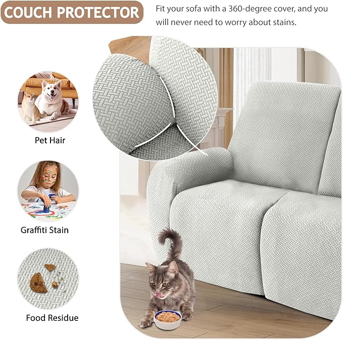ALIECOM 100% Waterproof Recliner Sectional Couch Covers L Shape Stretch Corner