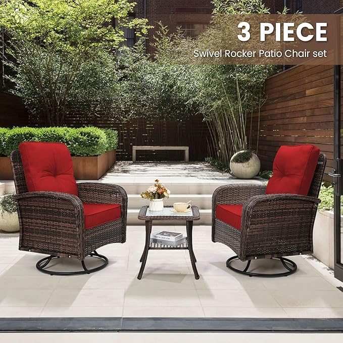 wildformers Luxury Outdoor Swivel Wicker Glider Patio Chairs