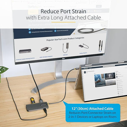 StarTech.com 6-in-1 USB-C Hub for Monitors, 4K 60Hz HDMI Video, HDR10, Gigabit Ethernet, USB 5Gbps Hub, 100W Laptop Charging with Cable Management for MacBook M1 M2 M3 M4 and Windows