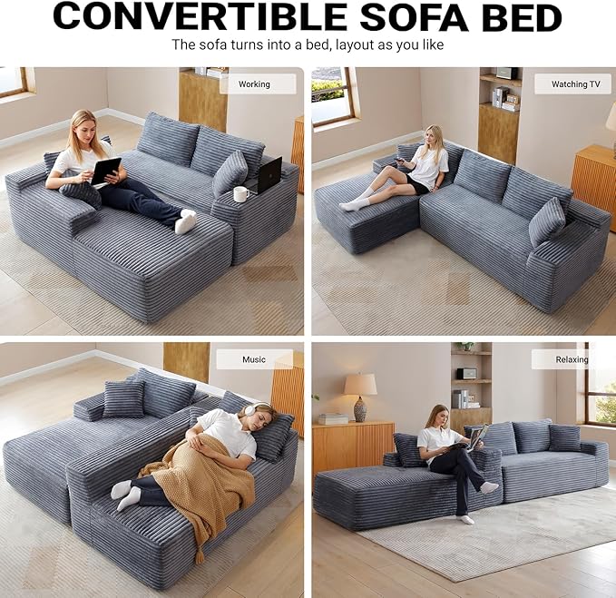 108 Inch Cloud Sectional Couch, Modern Modular Sectional Sofa