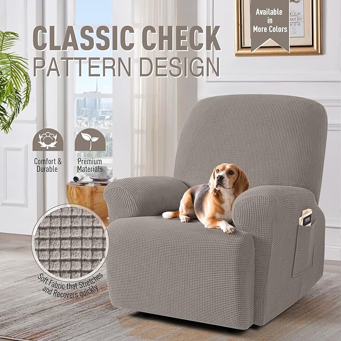 TAOCOCO Recliner Cover 4-Pieces, Recliner Stretch Sofa Slipcover, Recliner