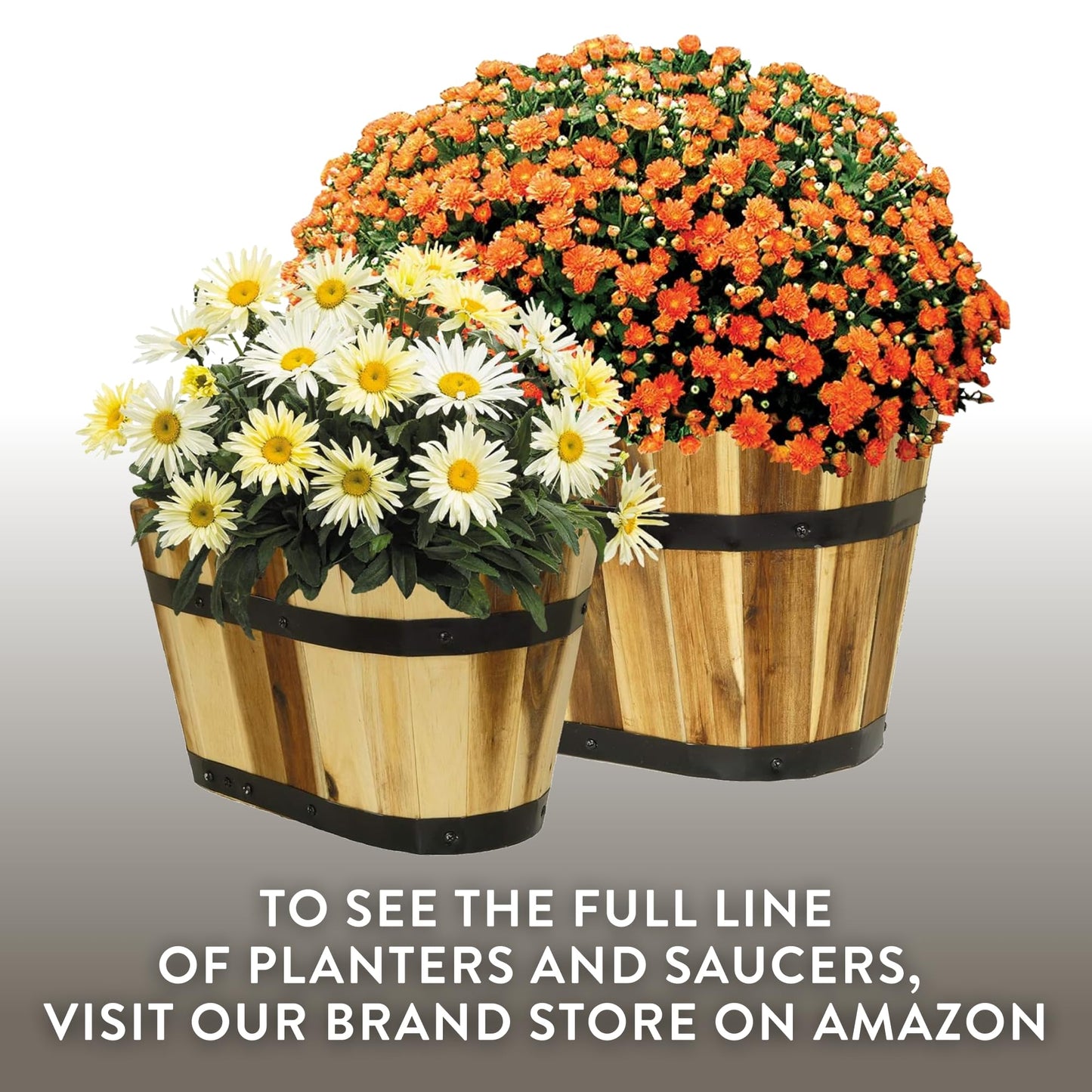 Classic Home & Garden 140011 Oval Barrel Planter, Acacia