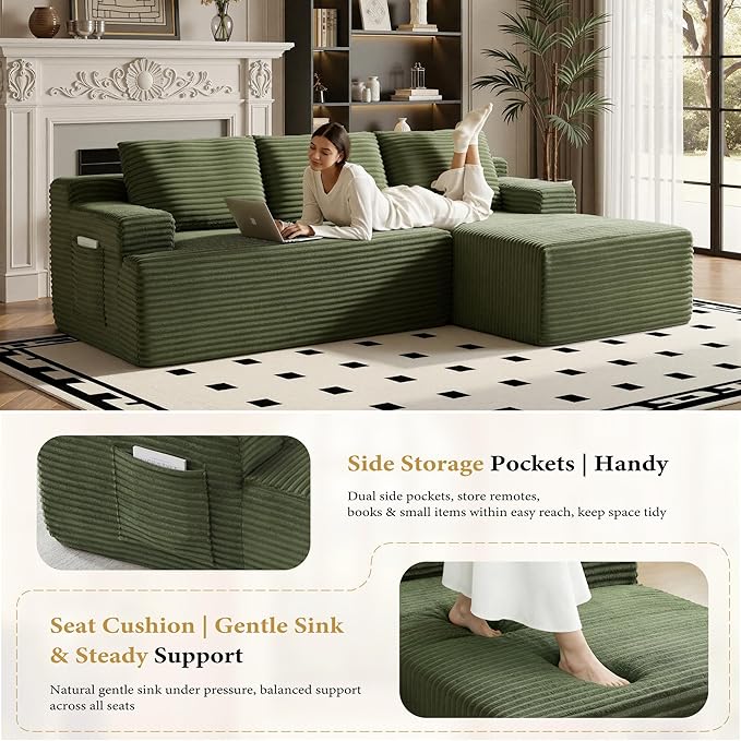 96" Sectional Couches for Living Room Cloud Couch Sofa