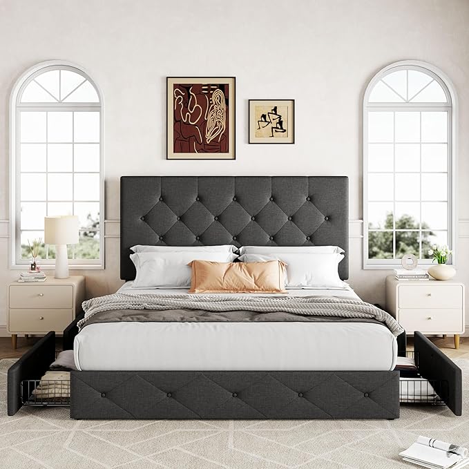 Allewie Upholstered Full Size Platform Bed Frame