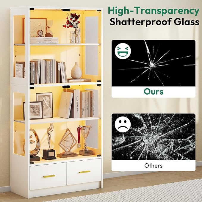 Lamtor 67-inch Glass Display Cabinet – Curio Cabinet