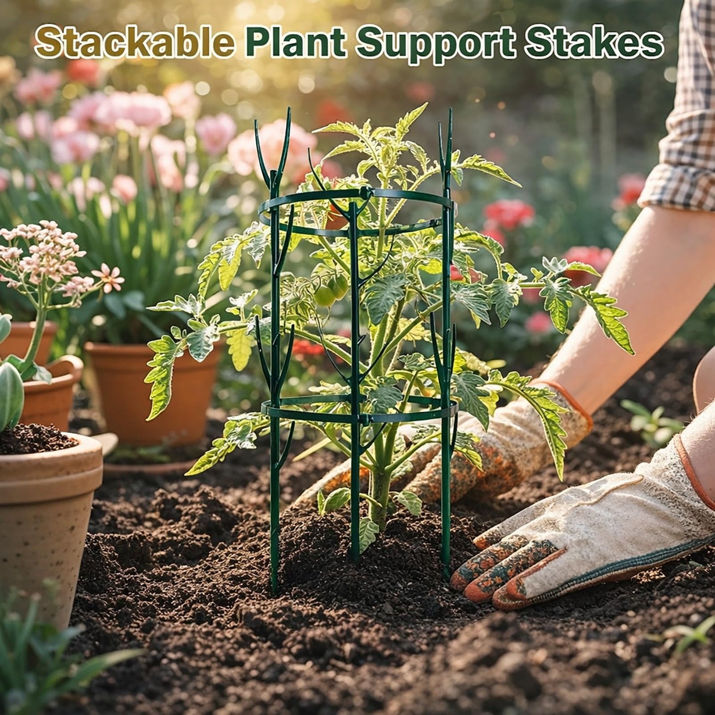 Plant Support Stakes for Indoor Plants, Stackable Monstera Support Pole for Climbing Plants, Moss Pole Alternative for Pothos, Philodendron & Vine Plants(26PCS)