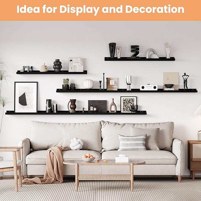 upsimples Floating Shelves for Wall, 47.3 Inch Shelves for Decor Storage Set of