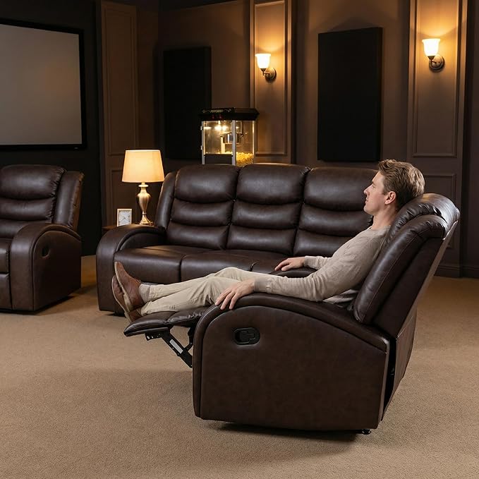Recliner Sofa Set 3 Piece Living Room Furniture Set Couch Sectional Leather