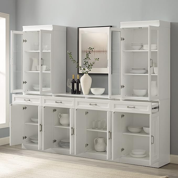 Crosley Furniture Stanton 3-Piece Sideboard Buffet Cabinet and Glass Door