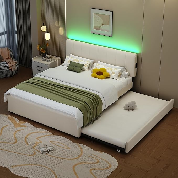 Queen Size Upholstered Platform Bed