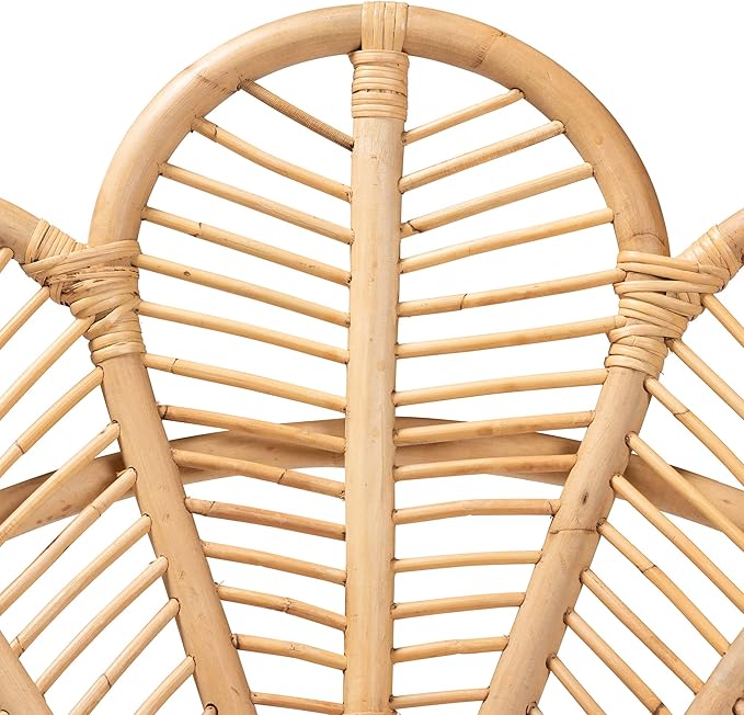 bali & pari Garan Modern Bohemian Natural Rattan and Black Metal Accent Chair