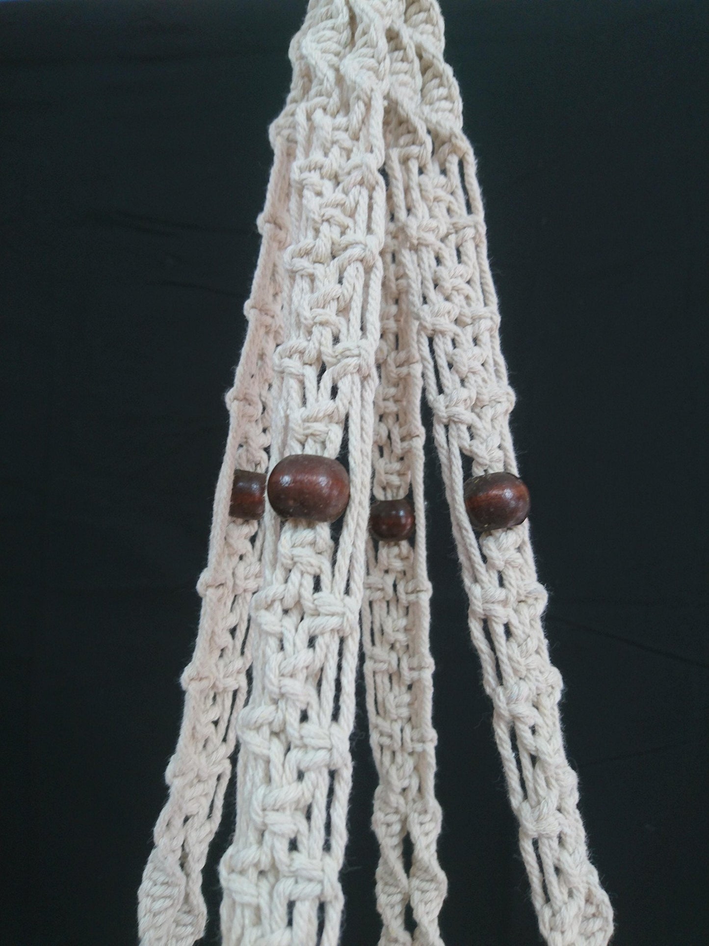 Hanpo Rope Macrame Plant Hanger Hanging Planter 4 Legs 59 Inch for 12-13 inch Plant Pot, Without Pot and Plant (Cream-Cotton)
