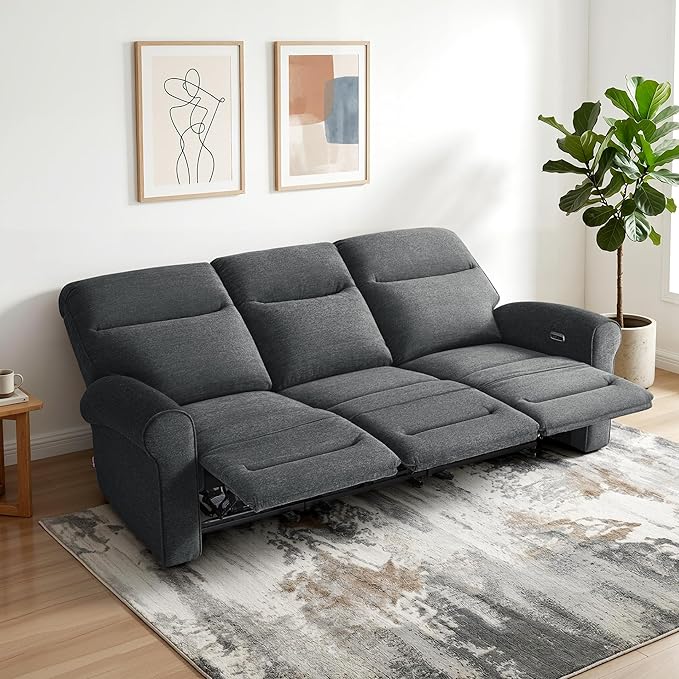 MCombo 87.8" Wall Hugger Power Reclining Sofa, 3-Seat Triple Recliner Couch