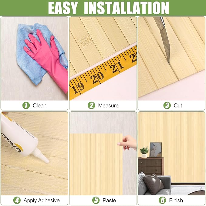 2 Pack Bamboo Wall Panel for Interior Wall Decor, Renewable Pole Wrap