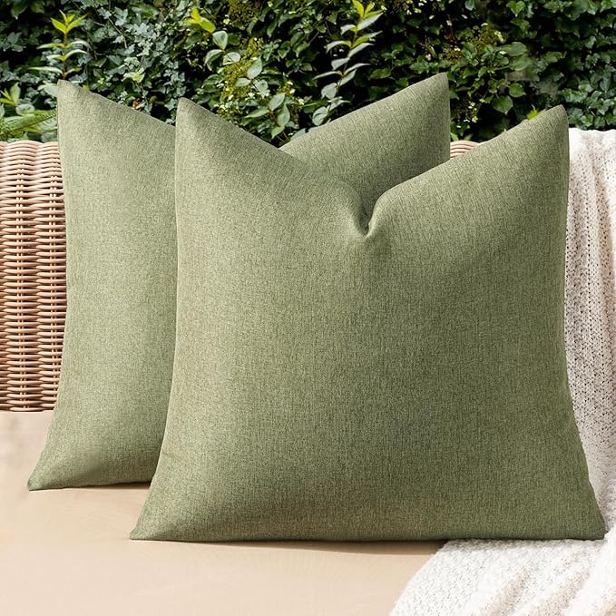 MIULEE Pack of 2 Decorative Outdoor Solid Waterproof Throw Pillow Covers Euro