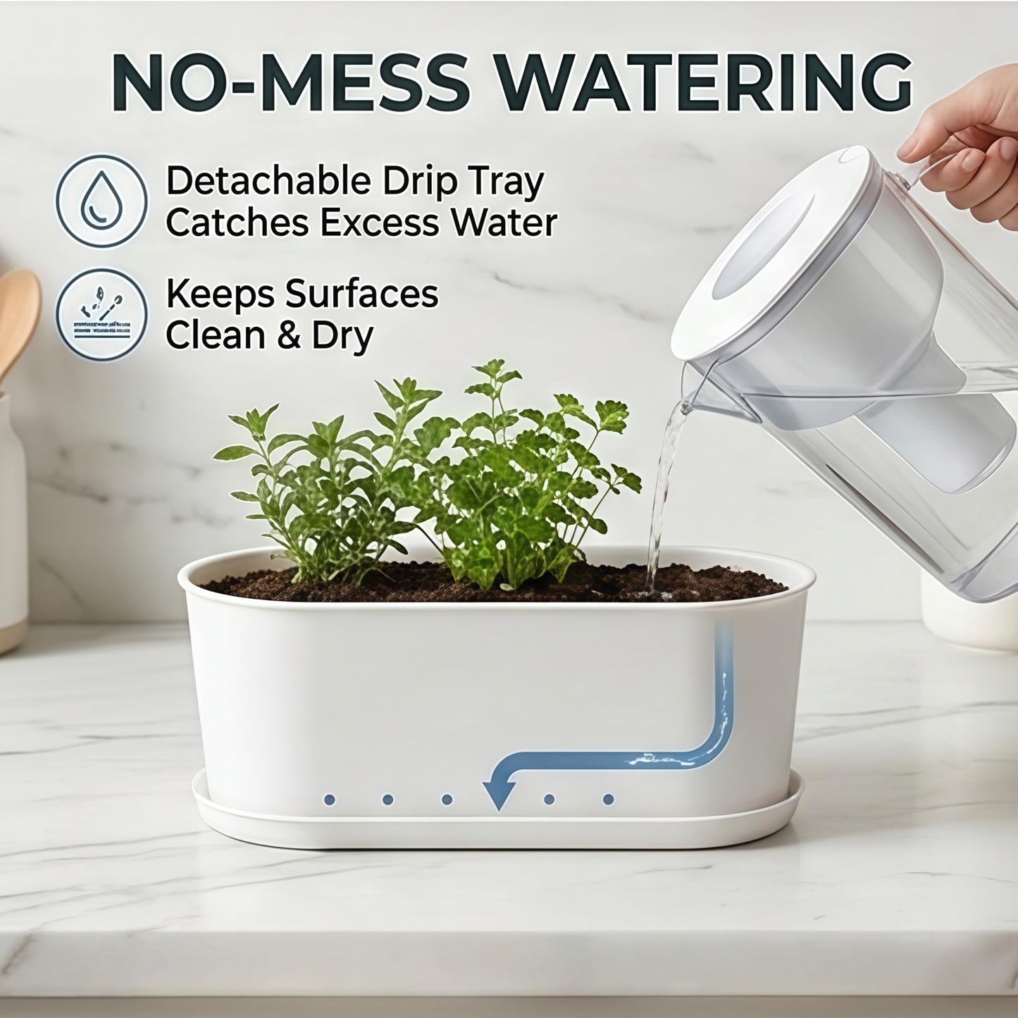 YANGYIXIN Rectangular Planter Box Versatile Window Planter for Small Plant Pots, Ideal Herb Planter Indoor Garden