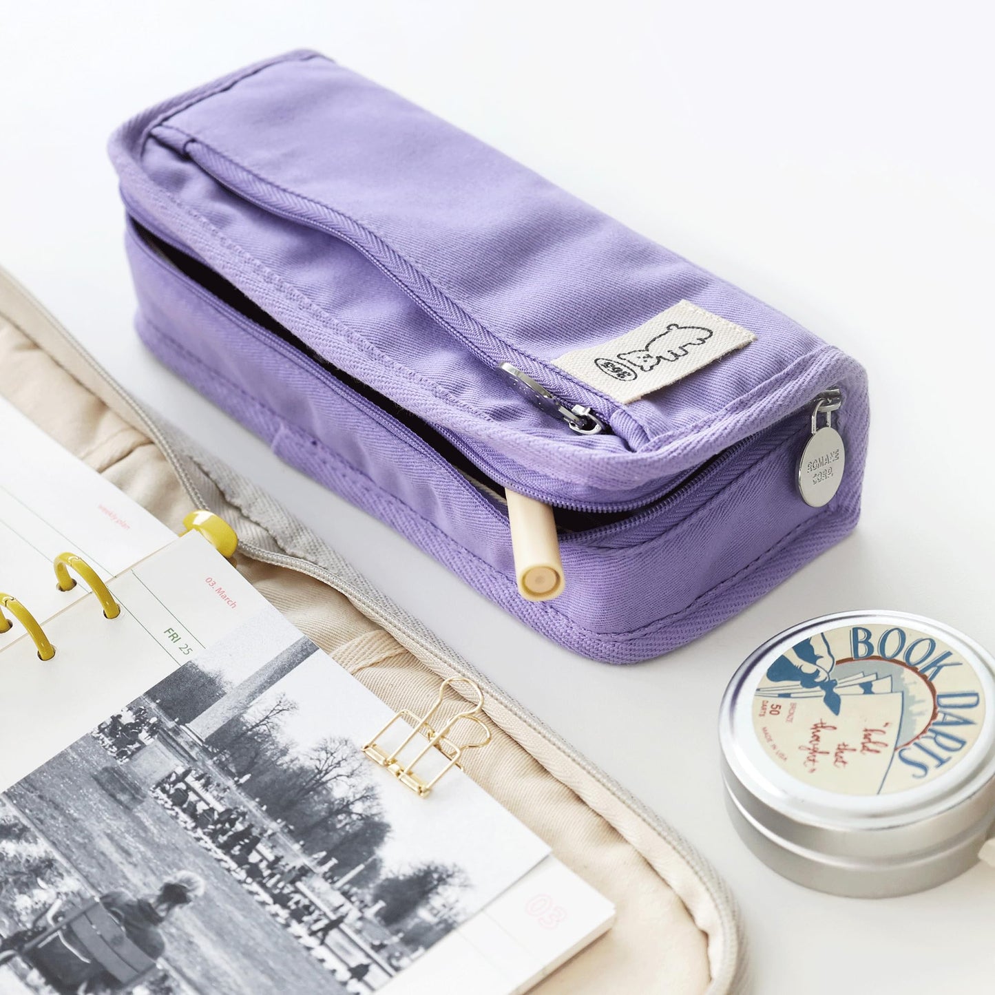 brunch brother Daily Purple Pencil Case, Large Capacity Pencil Pouch with Ample Storage, Simple Design for Students and Professionals