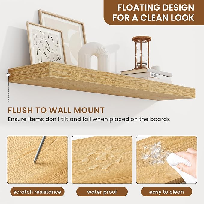 fuqing Floating Shelves for Wall, Wall Mounted Wood Floating Shelf