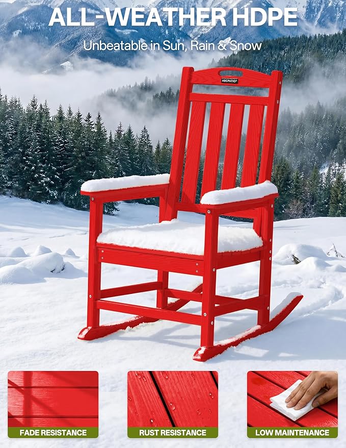 Outdoor Adirondack Rocking Chairs All-Weather HDPE Patio Rocker Chair