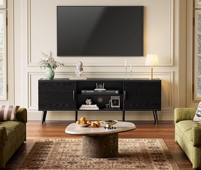 SUPERJARE TV Stand for 55 Inch TV, Entertainment Center