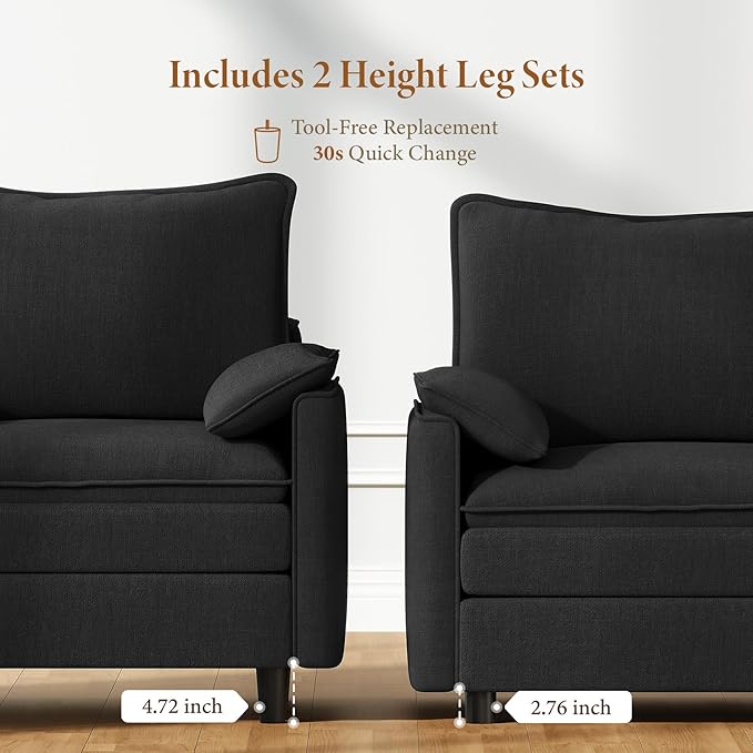 Vesgantti 74" Loveseat Sofa for Living Room, Comfy Cloud Couch Deep Seat