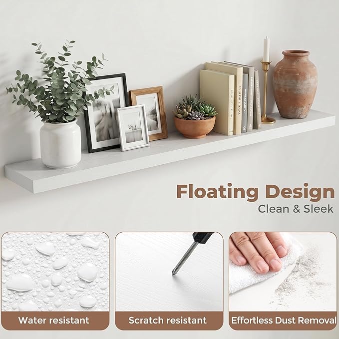 FLYJOE Floating Shelves for Wall, 72 Inch Floating Shelves Set of 2, Kitchen