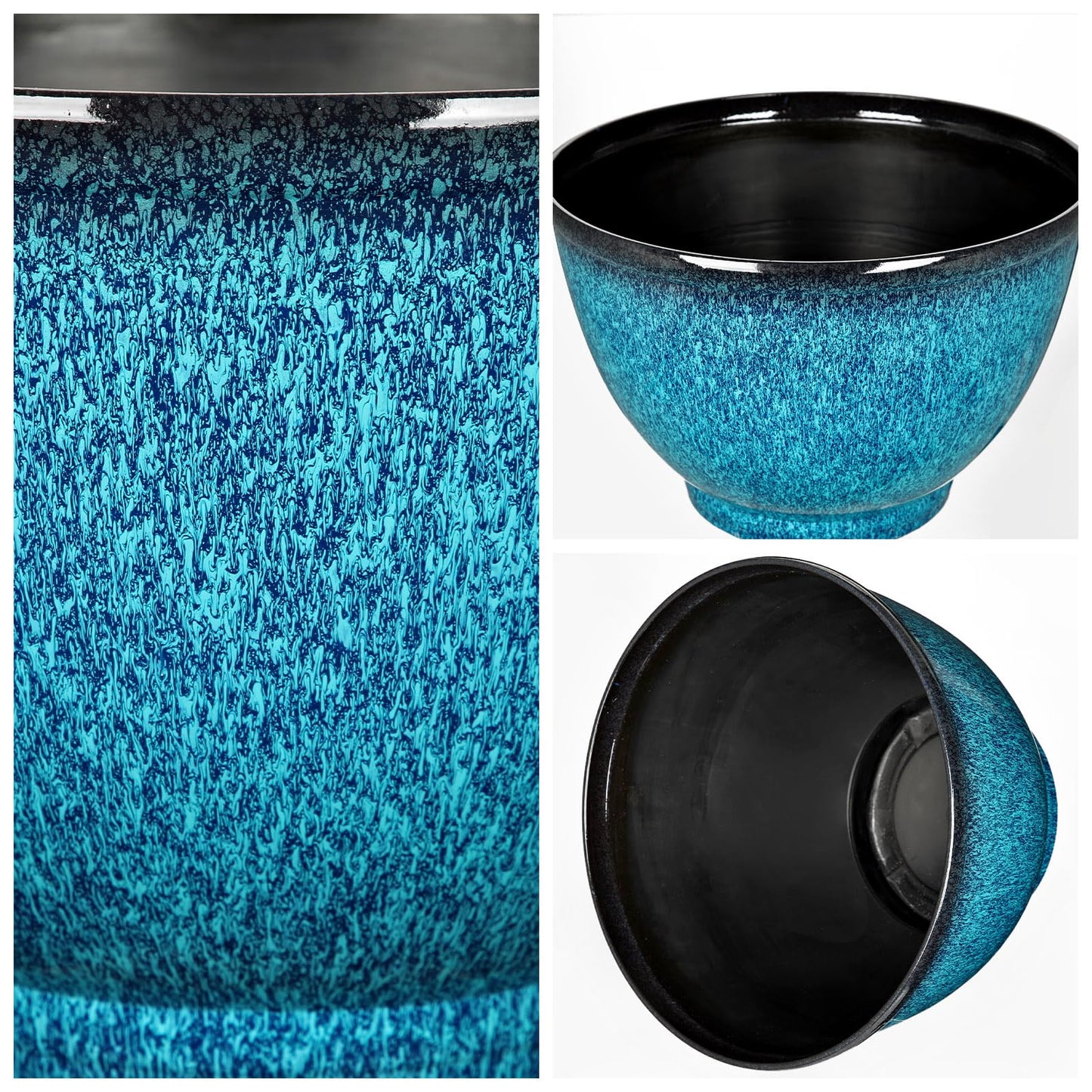 Hollyone Set of 2 Outdoor Planter Gradient Blue Plant Pot 11.5 inch Plastic Pots for Plants Planters for Outdoor Indoor Plants with Drainage Hole Round Plant Pot Flower Pots Garden Decorations