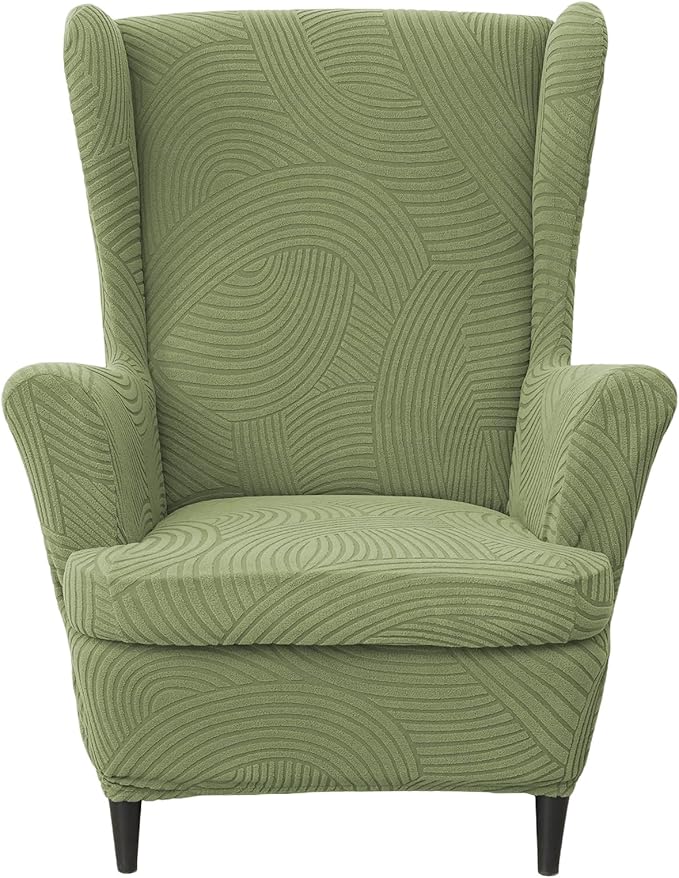 HAOYONG Wing Chair Slipcovers Printed Wingback Chair Covers 2 Pieces Wingback