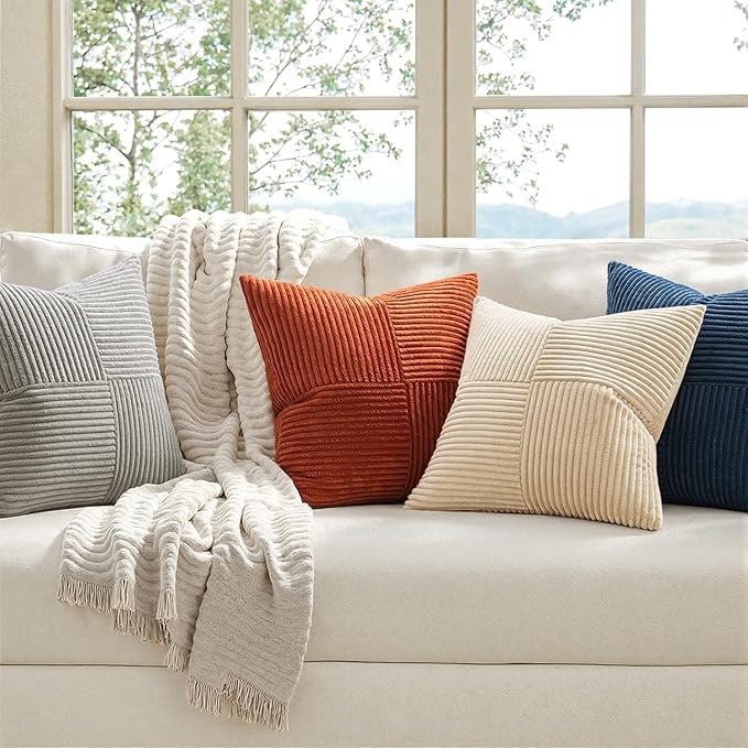 MIULEE Blue Rust Throw Pillow Covers 18x18 Inch Set of 4 Boho Farmhouse Cushion