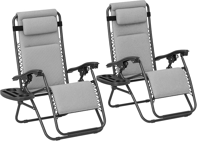 Outsunny Zero Gravity Chairs Set of 2, Reclining Folding Zero Gravity Lounge