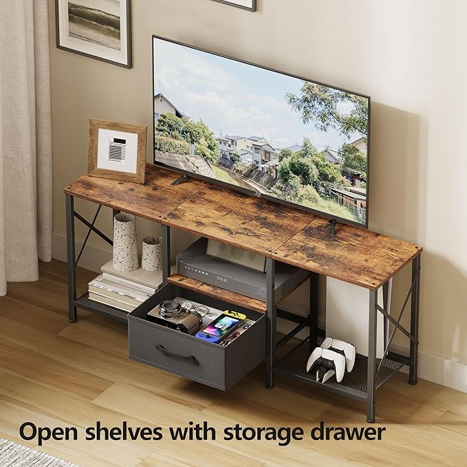 JARHETUN TV Stand with Fabric Drawer, Entertainment Center