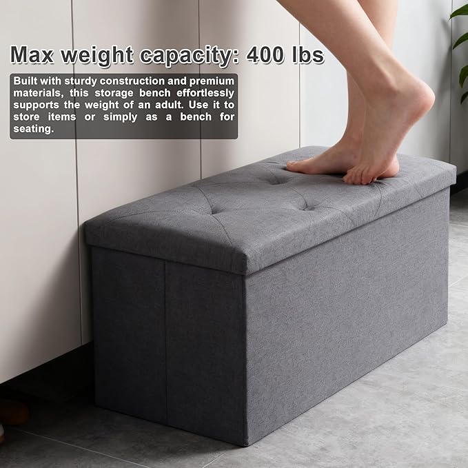 43 inch Storage Ottoman Bench, Folding Storage Bench Ottoman,