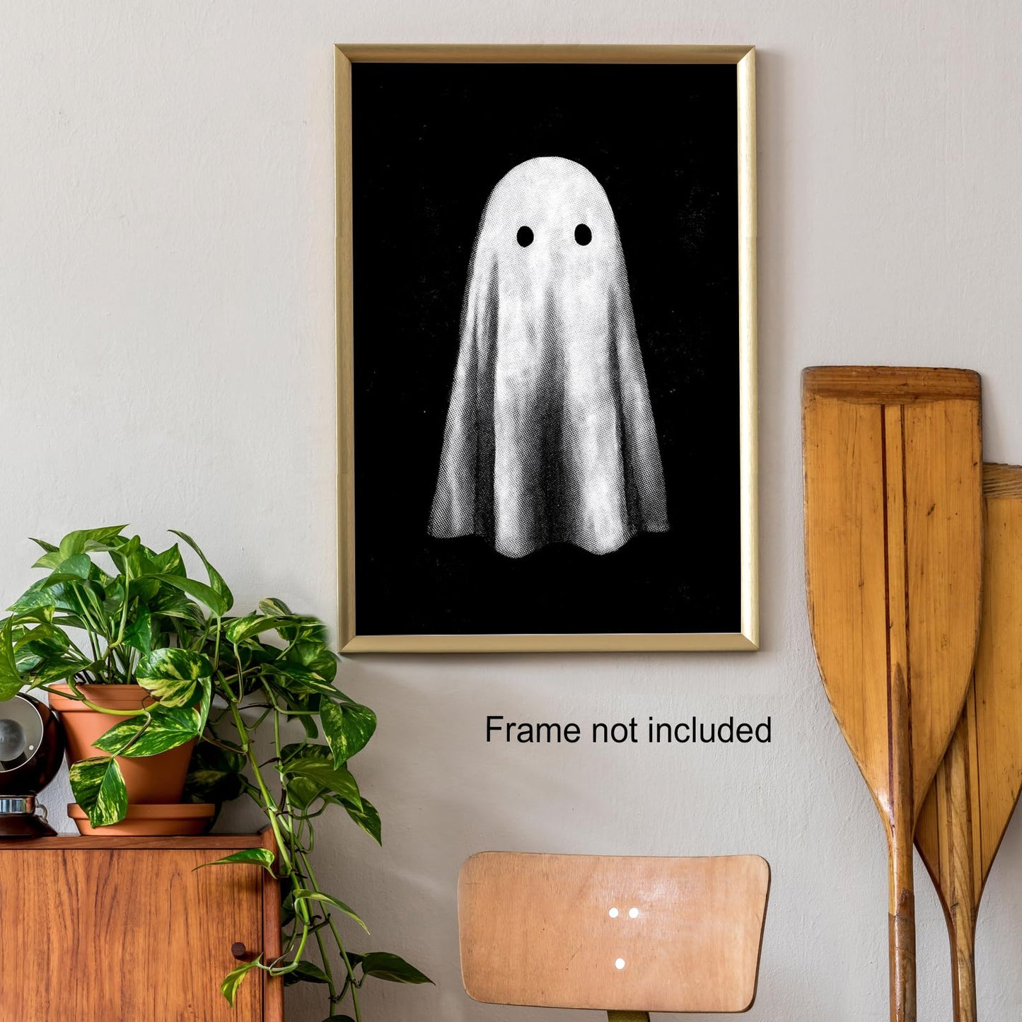 Halloween Canvas Wall Art Ghost Poster Black and White Print Gothic Dark Academia Wall Decor Halloween Decor Retro Spooky Aesthetic16x24in Unframed