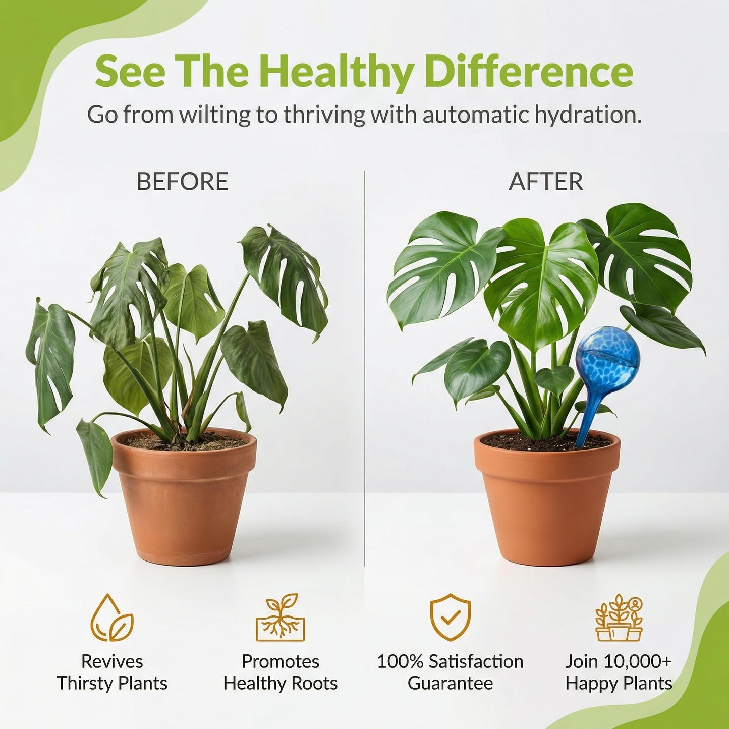 Little Green Leaf Automatic Plant Watering Globes Self Watering Planter Inserts (Set of 4) | Hands Free Multicolor Glass Bulbs | Planter Spikes to Support Indoor & Outdoor Plant Health (100ml)